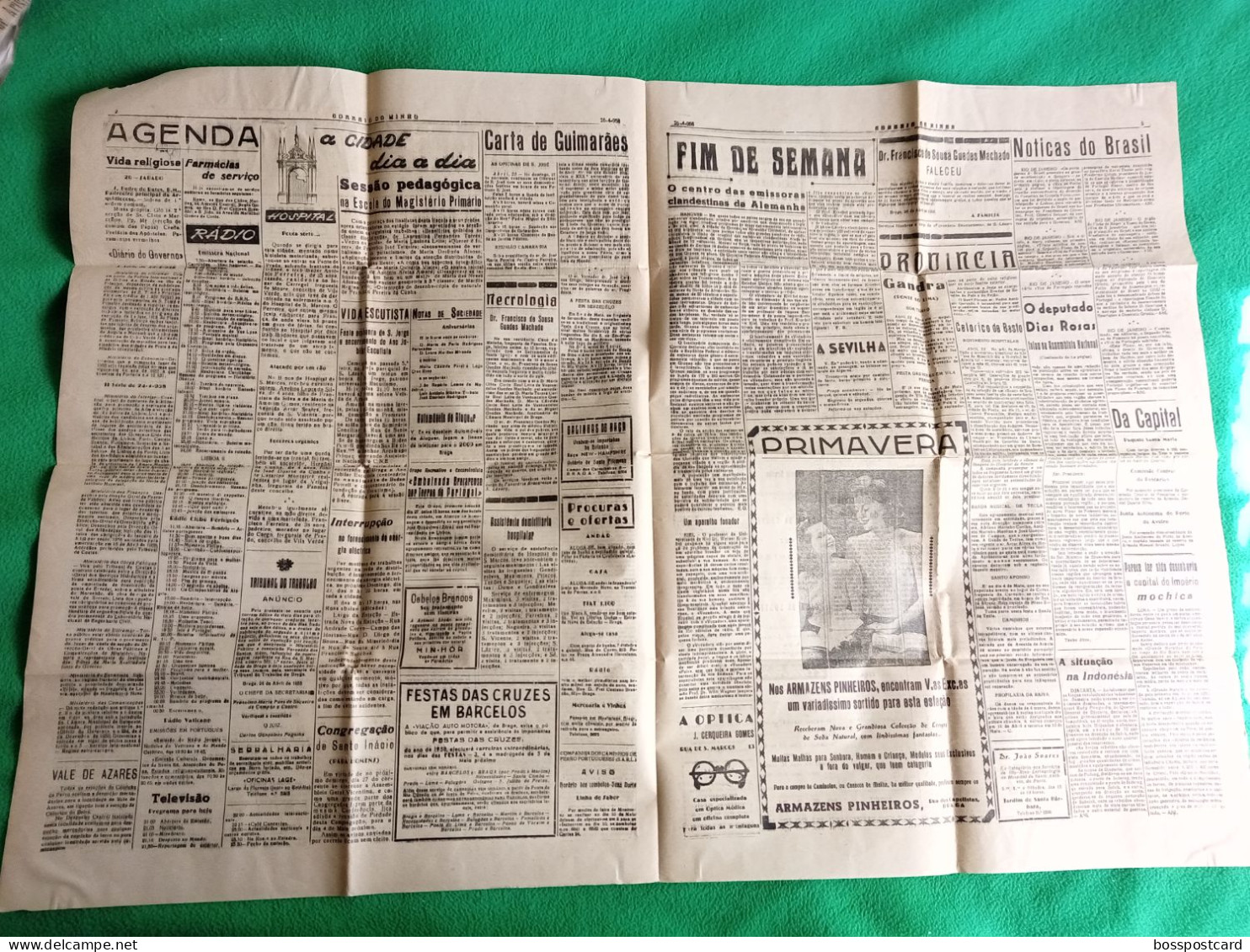 Braga - Correio Do Minho, Abril 1958. Imprensa -Portugal - Informaciones Generales