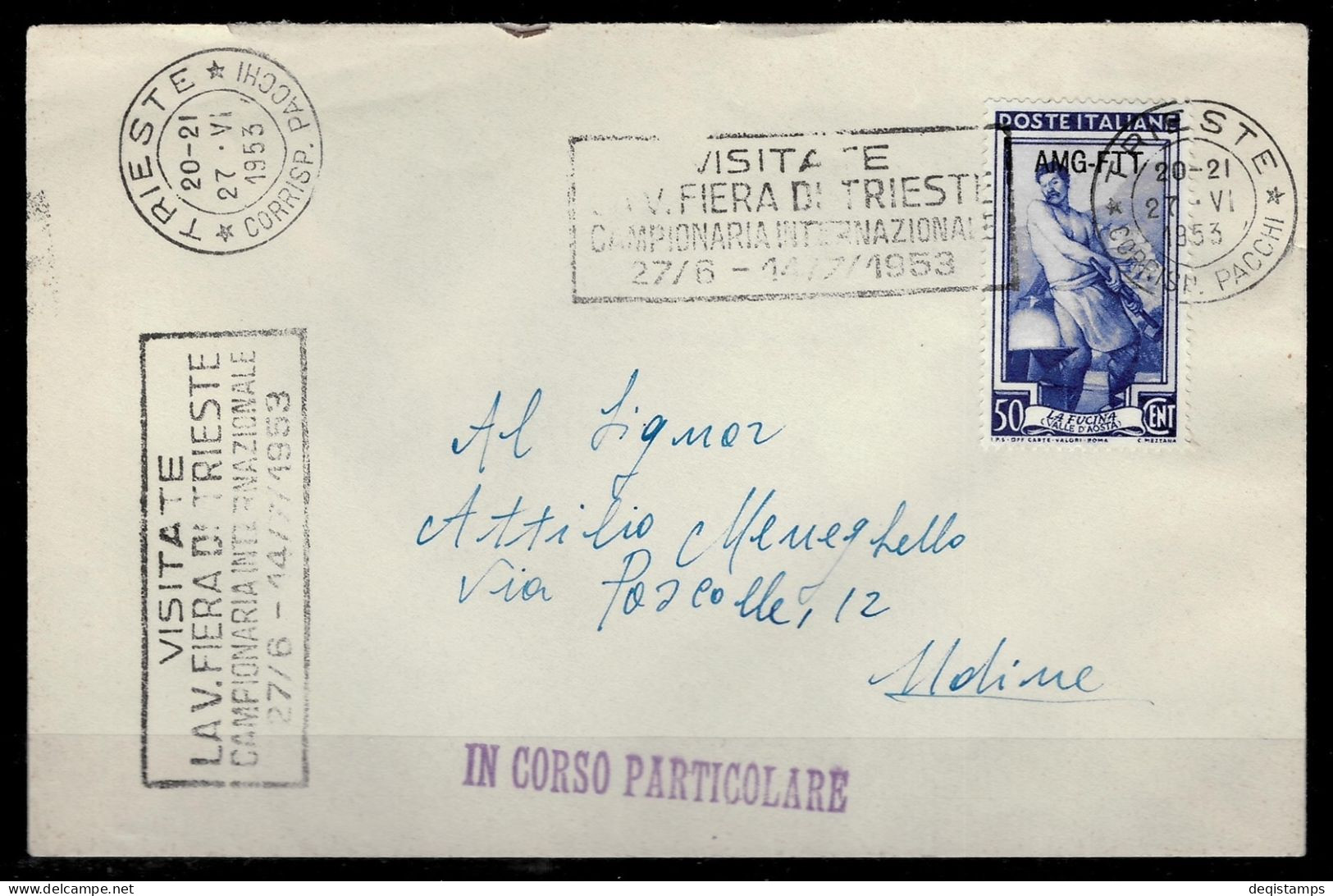 Italy / Trieste A Year 1953  AMG - FTT  Cover - Yugoslavian Occ.: Trieste