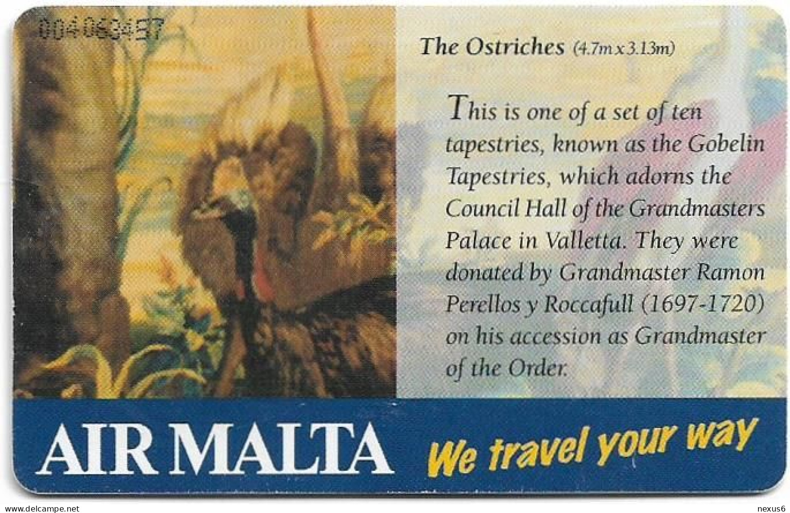 Malta - Maltacom - Tapestries, The Ostriches, 09.2003, 95U, 10.000ex, Used - Malte