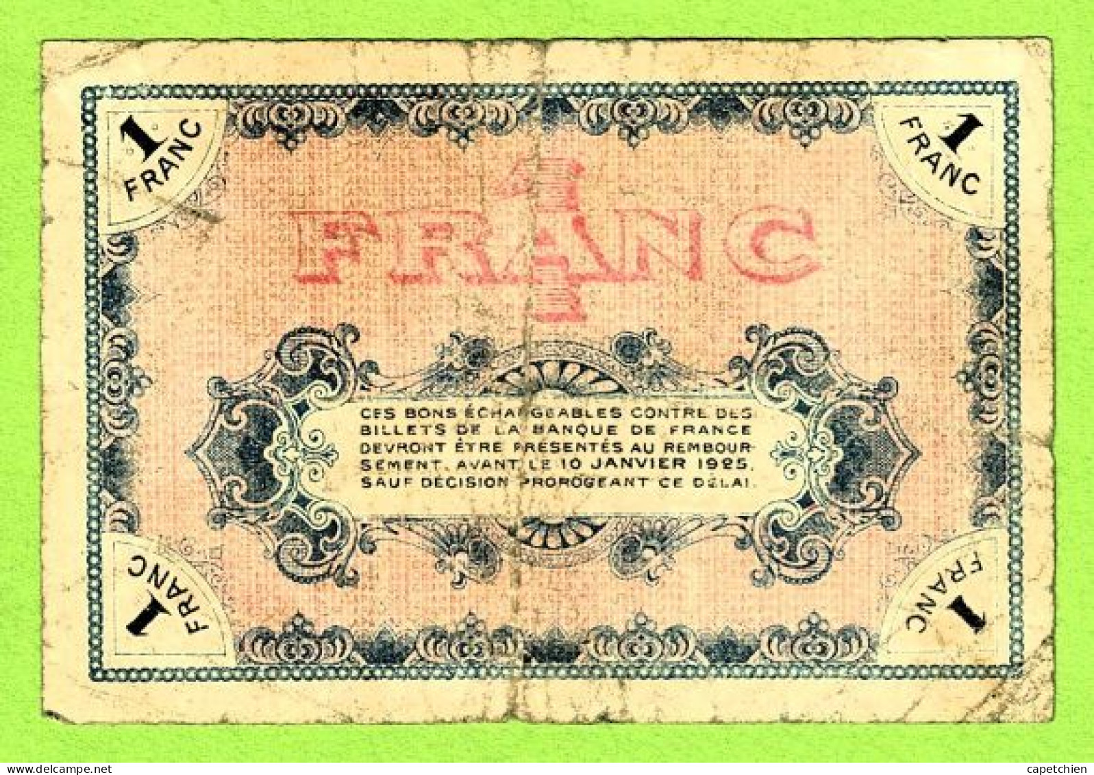 FRANCE /  CHAMBRE De COMMERCE De MOULINS & LAPALISSE / 1 FRANC / 9 JANVIER 1920  N° 4,198 / SERIE AY 299 - Chambre De Commerce