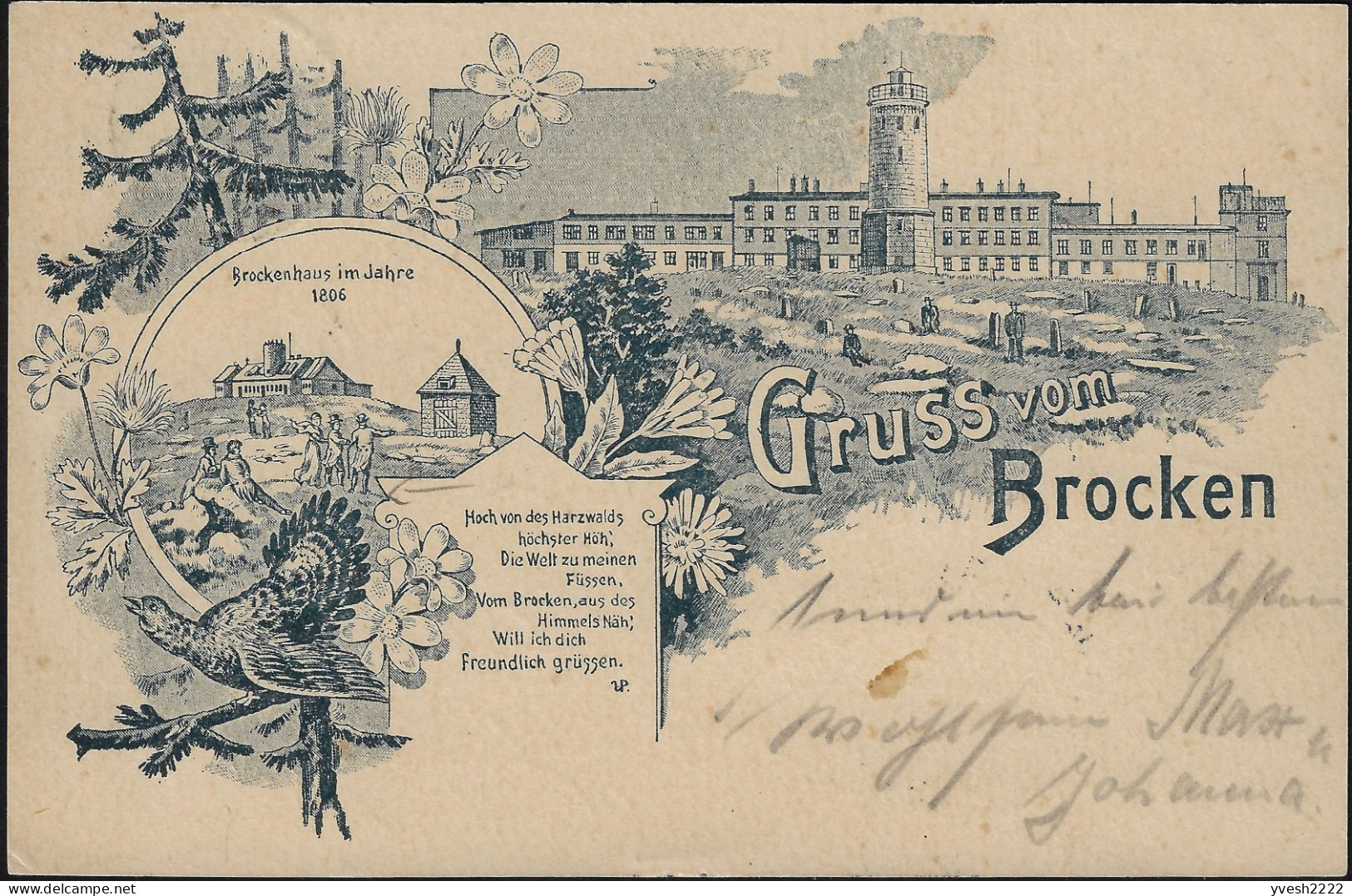 Allemagne 1897. Entier Postal Timbré Sur Commande. Tour D'observation, Grand Tétras, Ou Grand Coq De Bruyère - Hühnervögel & Fasanen
