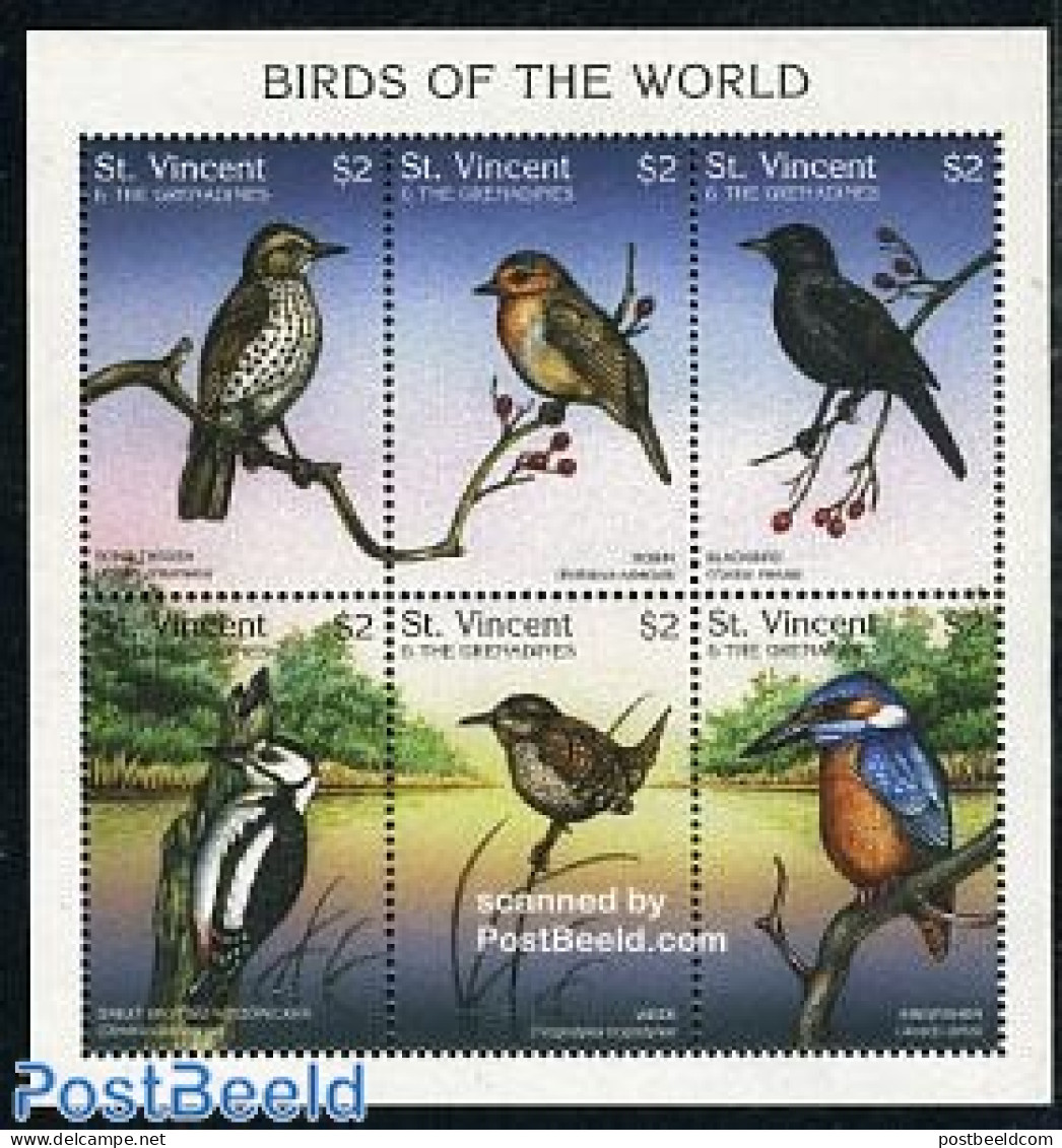 Saint Vincent 1997 Birds 6v M/s (6x$2), Mint NH, Nature - Birds - Kingfishers - St.Vincent (1979-...)