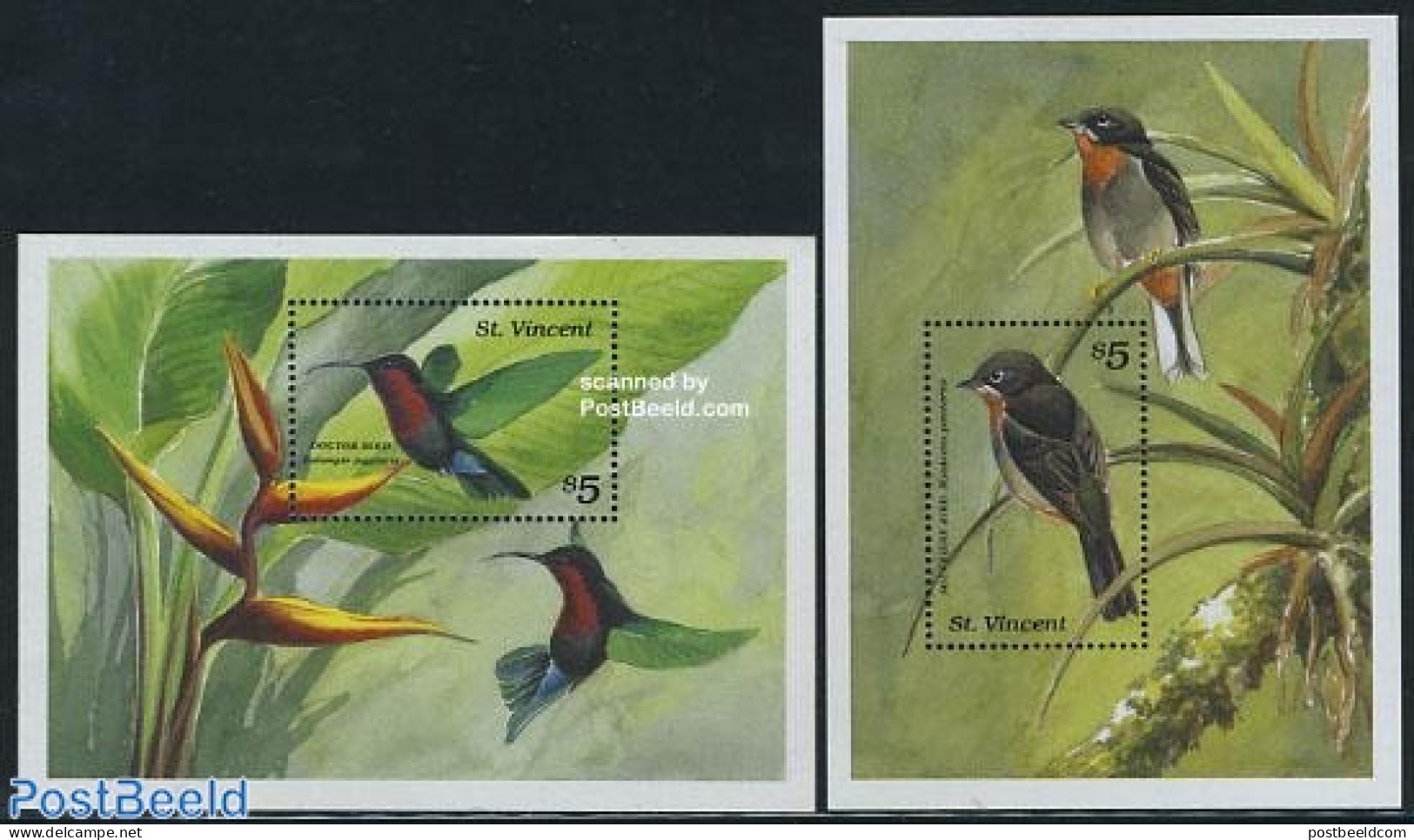 Saint Vincent 1989 Birds 2 S/s, Mint NH, Nature - Birds - Hummingbirds - St.Vincent (1979-...)