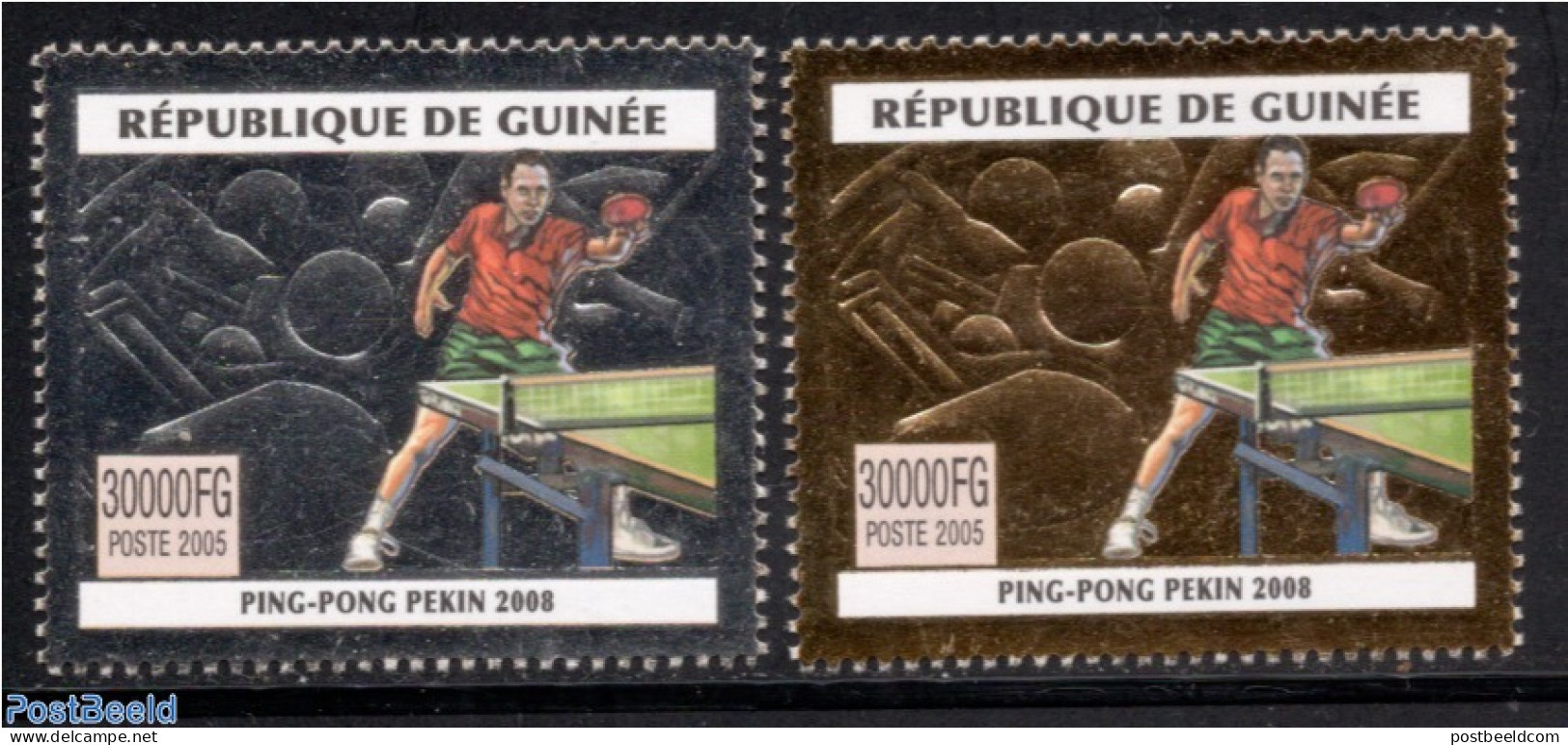 Guinea, Republic 2005 Olympic Games, Table Tennis 2v (silver/gold), Mint NH, Sport - Olympic Games - Table Tennis - Table Tennis