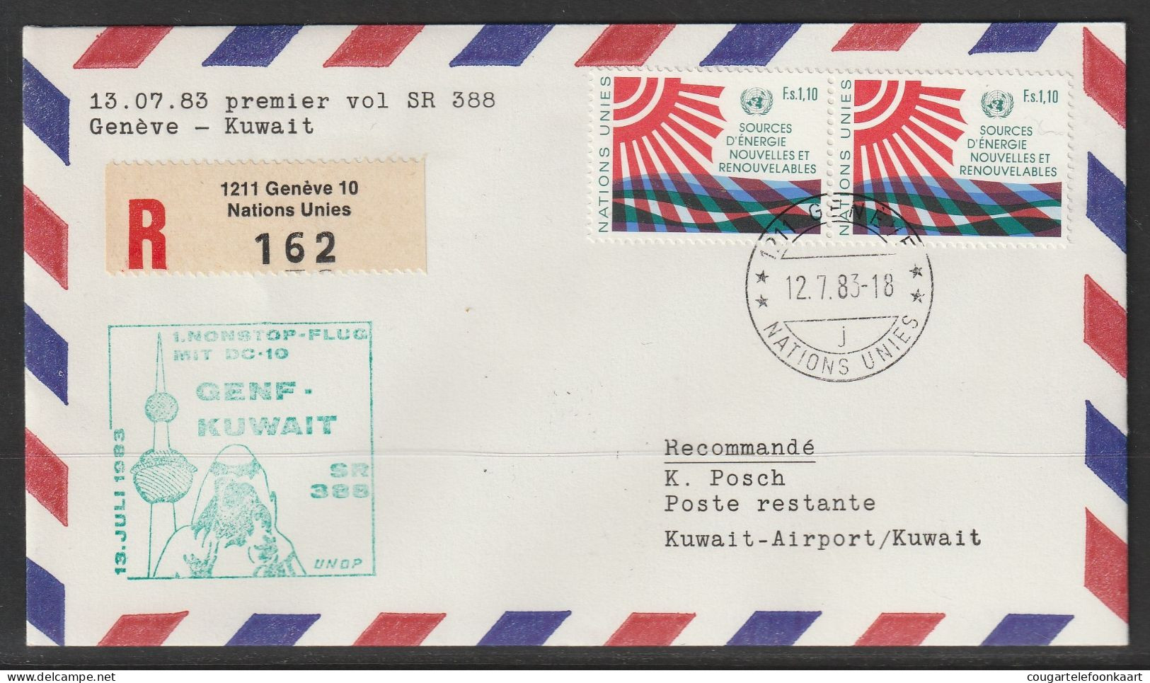 1983, Swissair, Erstflug, Genf UN - Kuwait - Primi Voli