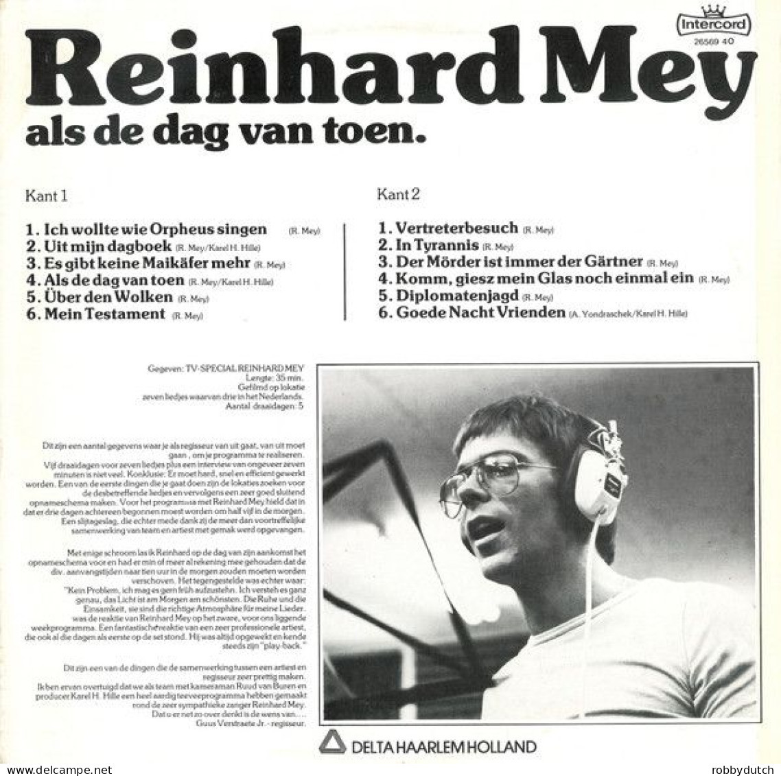 * LP *  REINHARD MEY - ALS DE DAG VAN TOEN (Holland 1976 Ex!!!) - Otros - Canción Alemana