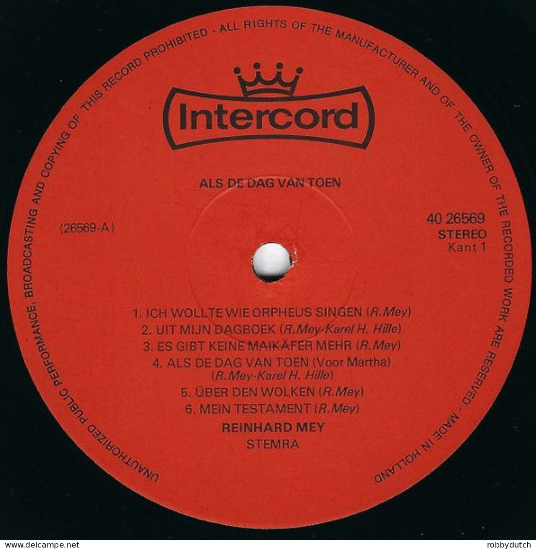 * LP *  REINHARD MEY - ALS DE DAG VAN TOEN (Holland 1976 Ex!!!) - Autres - Musique Allemande