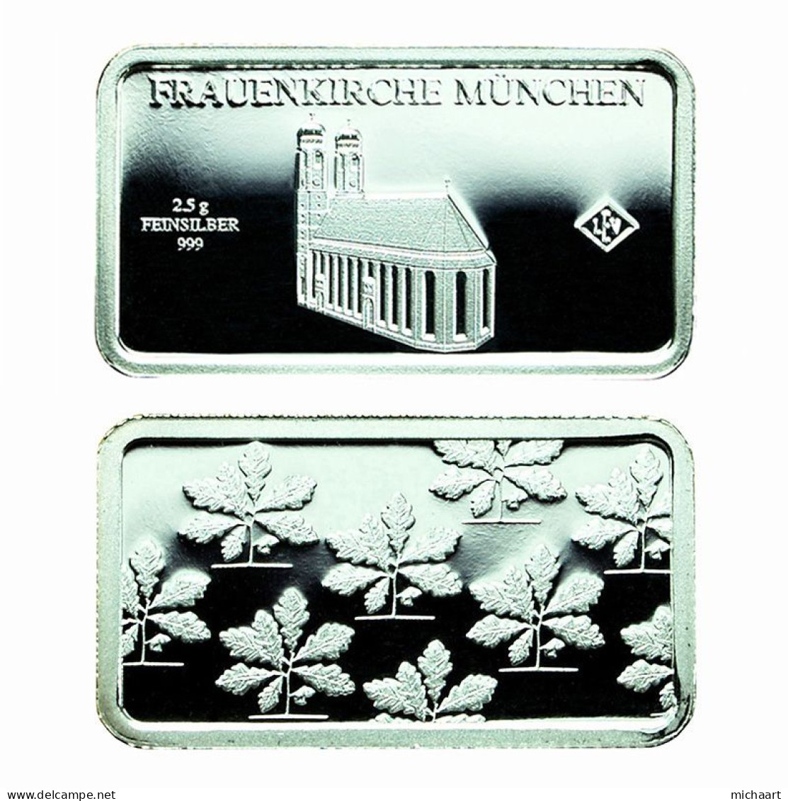 Germany Silver Ingot Bar Proof 2.5g Landmarks Munich Frauenkirche 03850 - Commemorations