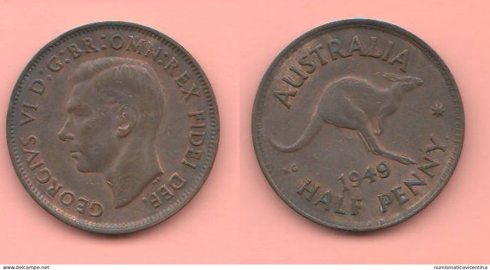 Australia Half Penny 1949 Bronze Coin King Geirgius VI° - ½ Penny