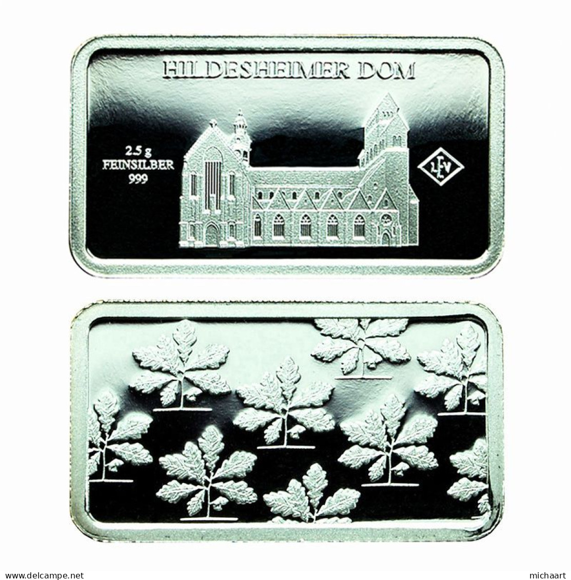 Germany Silver Ingot Bar Proof 2.5g Landmarks Hildesheim Cathedral 03851 - Gedenkmünzen