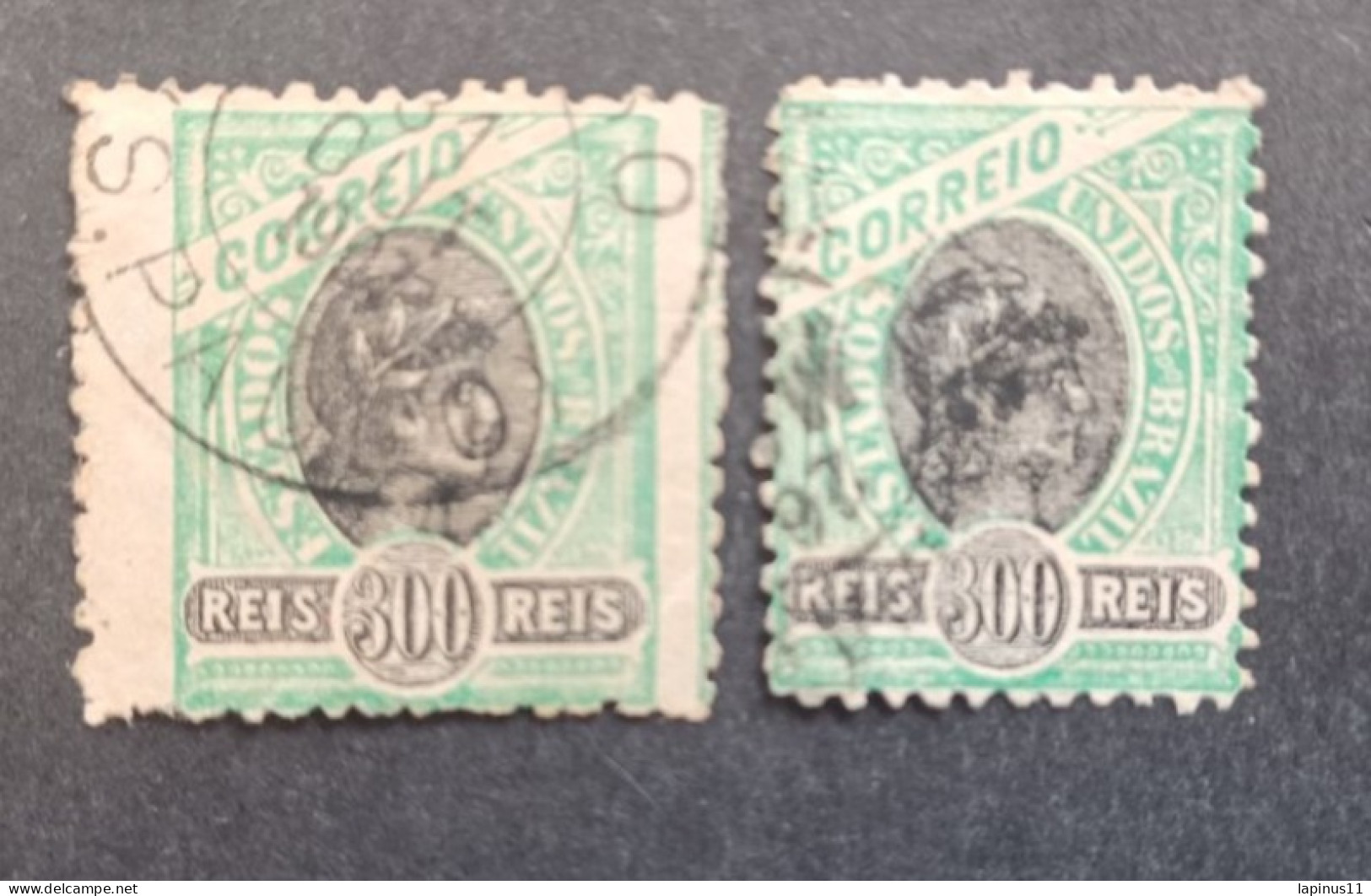 BRASILE 1894 HERMES SCOTT N 119 PERFORATION CUTTING ERROR + NORMAL - Gebraucht