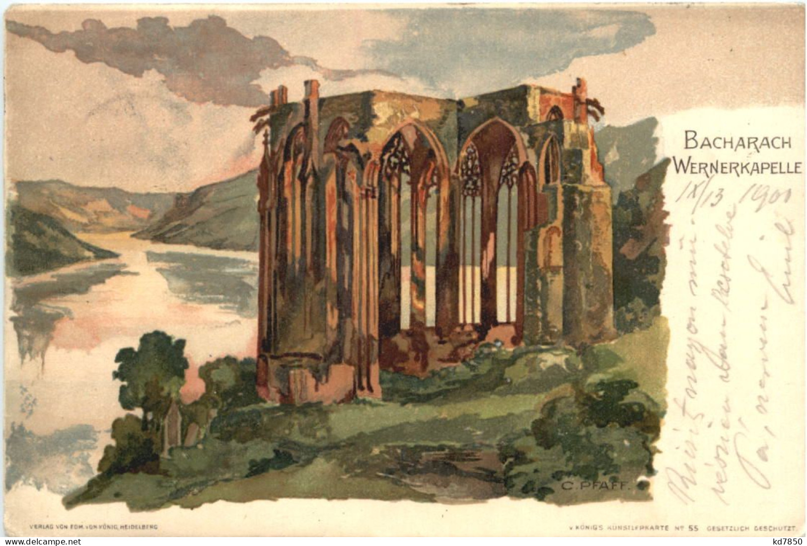 Bacharach - Wernerkapelle - Litho - Bacharach