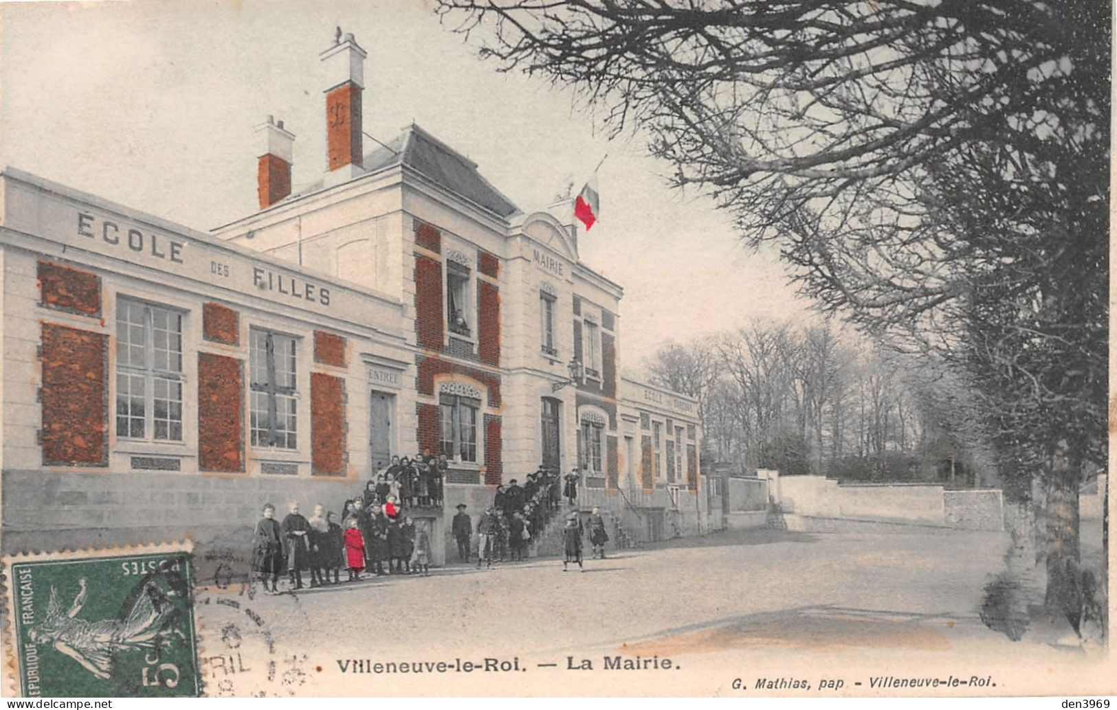 VILLENEUVE-le-ROI (Val-de-Marne) - La Mairie - Ecole Des Filles - Voyagé 1908 (2 Scans) Choisy-le-Roi, 5 Av. Victor Hugo - Villeneuve Le Roi