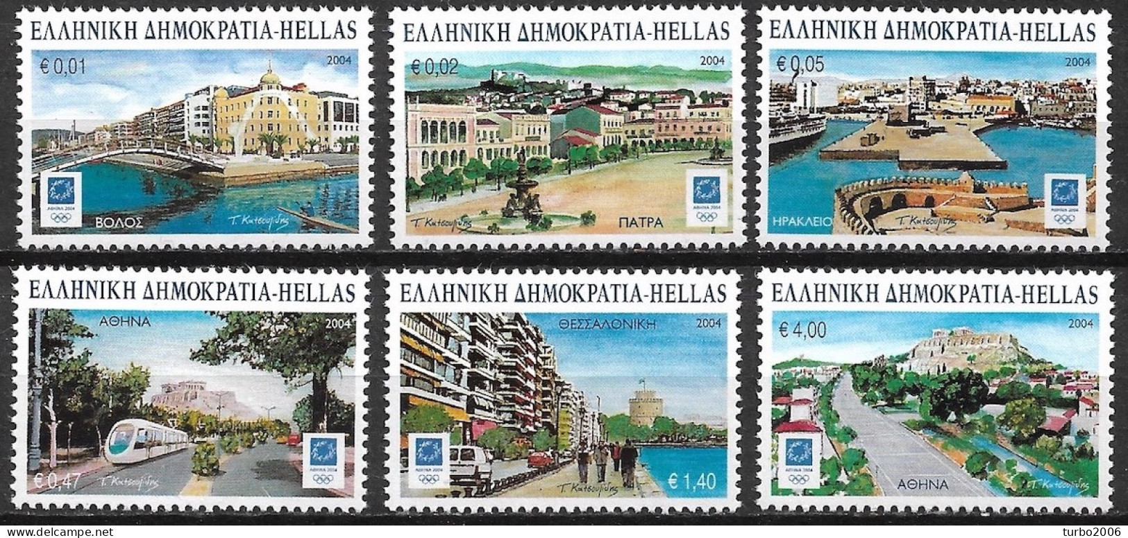 GREECE 2004 Views Of Olympic Cities 14th Issue Complete MNH Set Vl. 2208 / 2213 - Unused Stamps