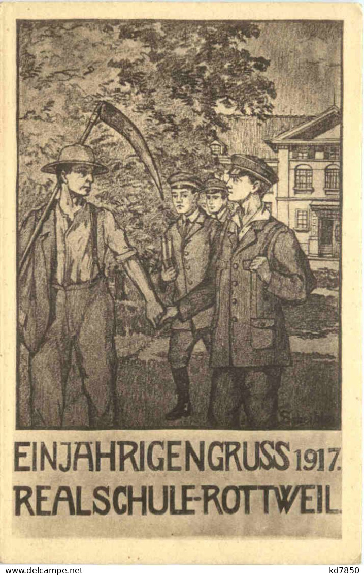 Rottweil - Einjährigengruss Realschule 1917 - Rottweil