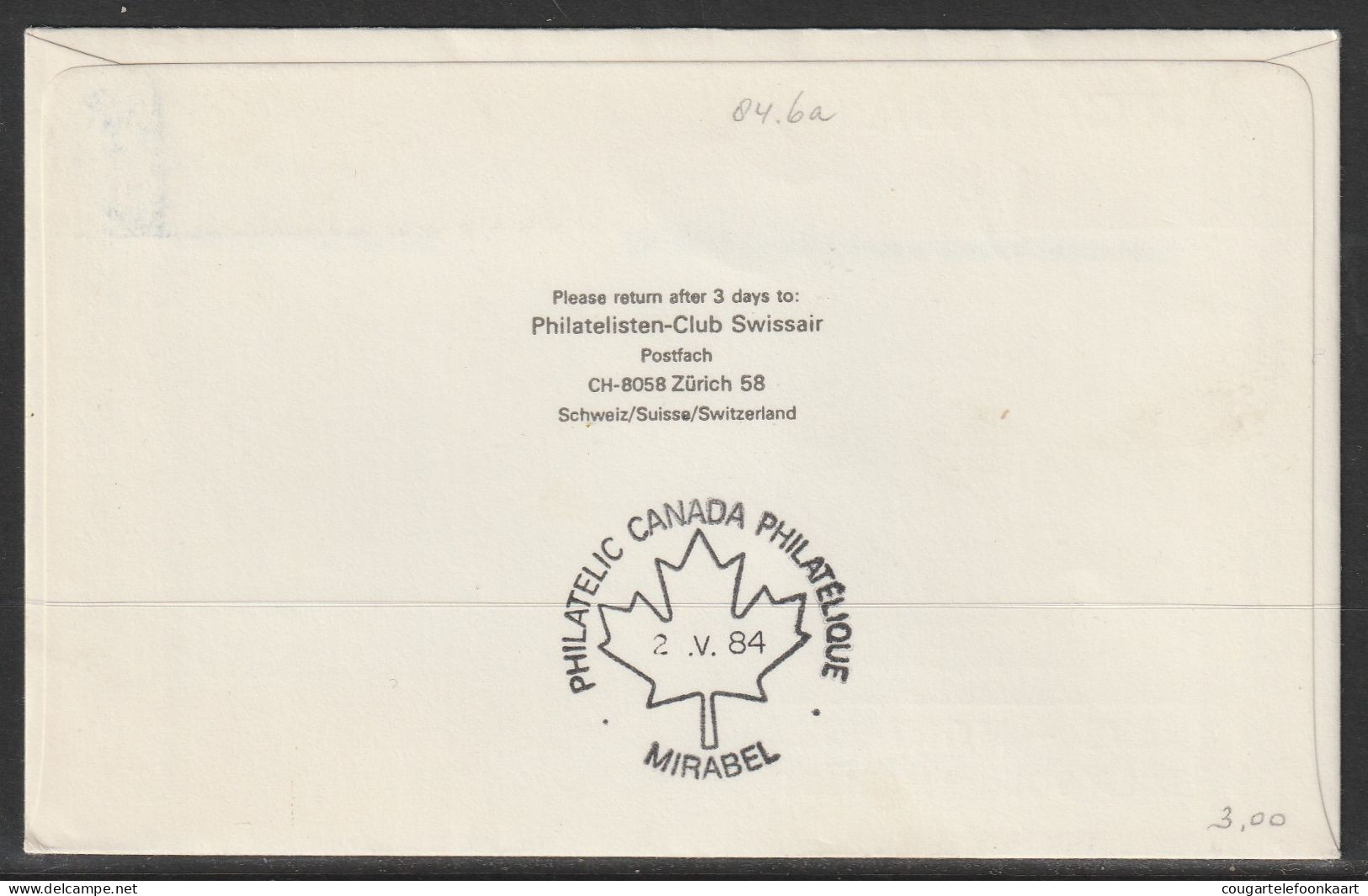 1984, Air Canada, Erstflug, Genf - Montreal Canada - Erst- U. Sonderflugbriefe