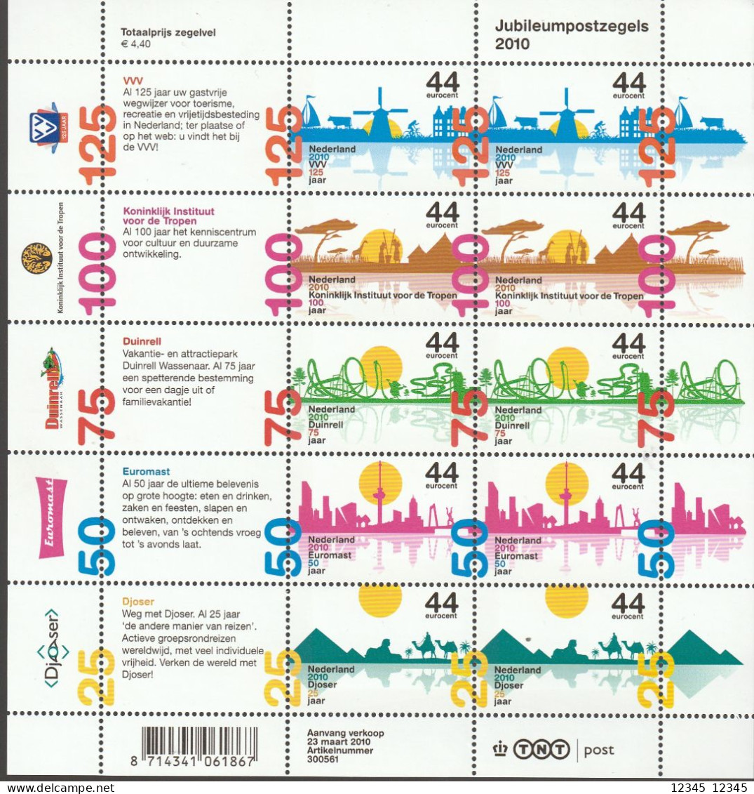 Nederland 2010, Postfris MNH, NVPH V2708-12, Anniversary Stamps - Neufs