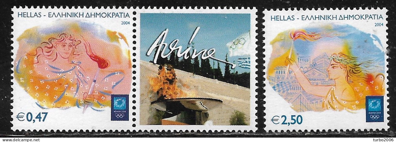 GREECE 2004 Athens 2004 15th Issue Olympic Games Olympic Flame From Miniature Sheet Complete MNH Set Vl. B 33 A / B - Neufs