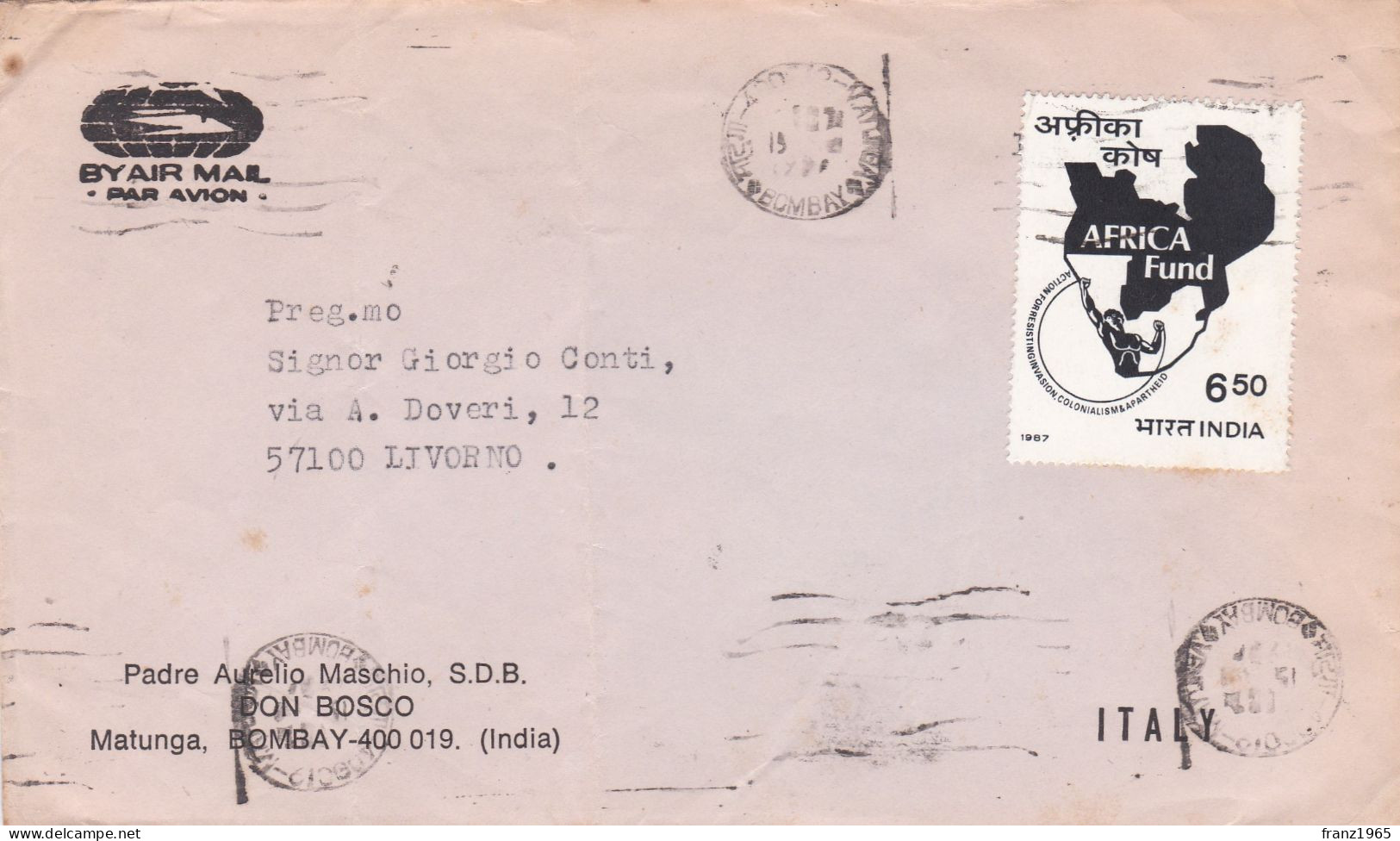 From India To Italy - 70's - Lettres & Documents