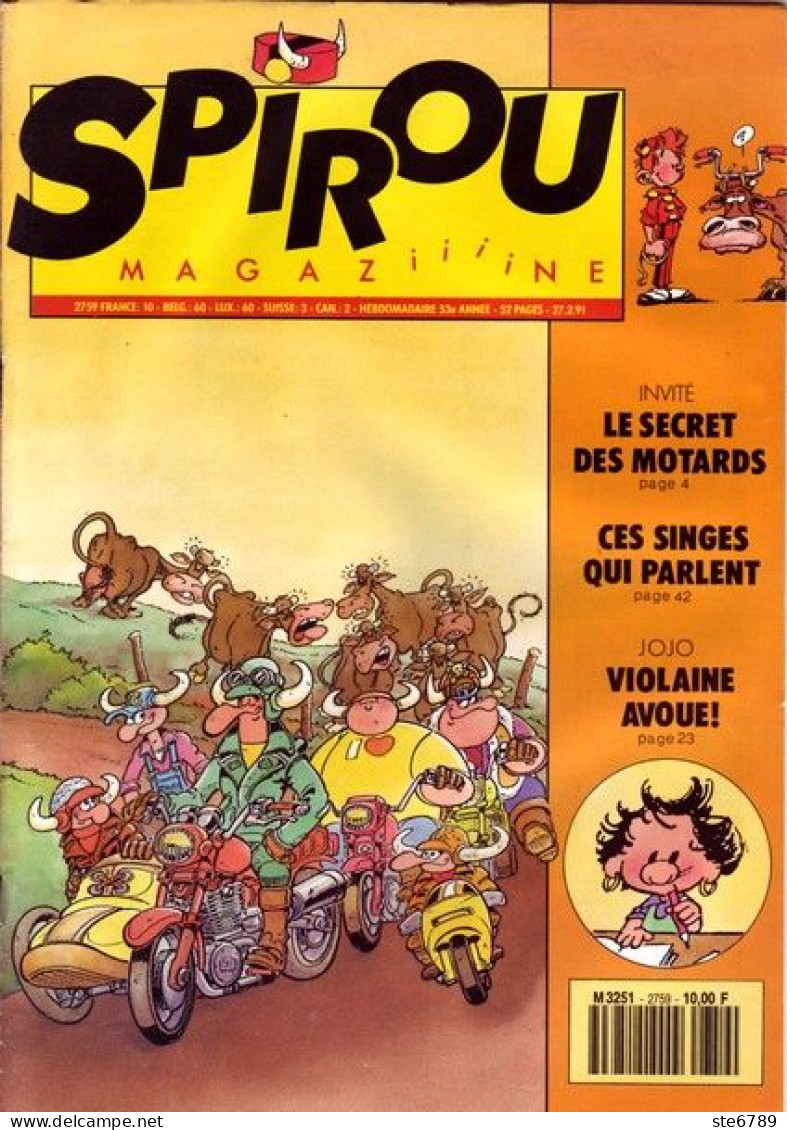 SPIROU Magazine N° 2759  Février 1991  BD Bande Dessinée - Spirou Magazine