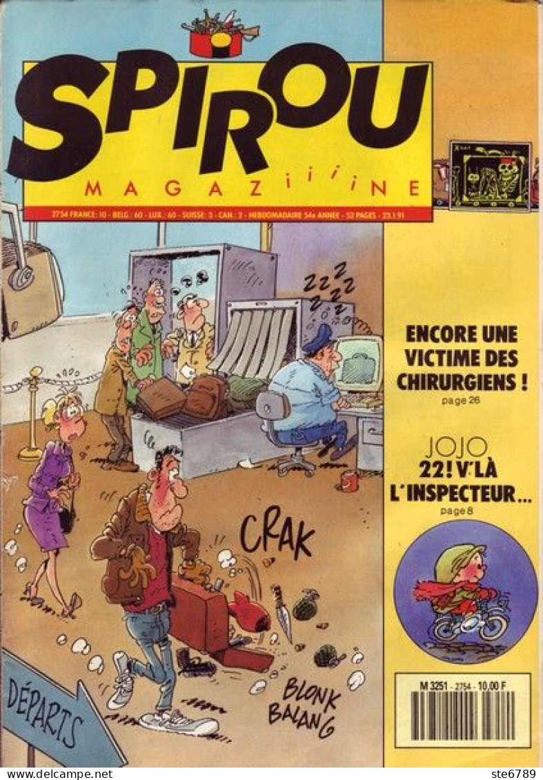 SPIROU Magazine N° 2754  Janvier 1991  BD Bande Dessinée - Spirou Magazine