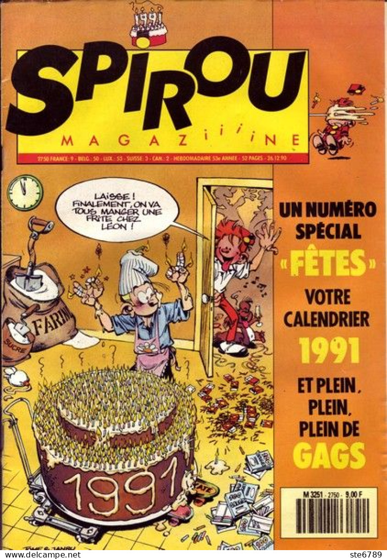 SPIROU Magazine N° 2750  Décembre  1990  BD Bande Dessinée - Spirou Magazine