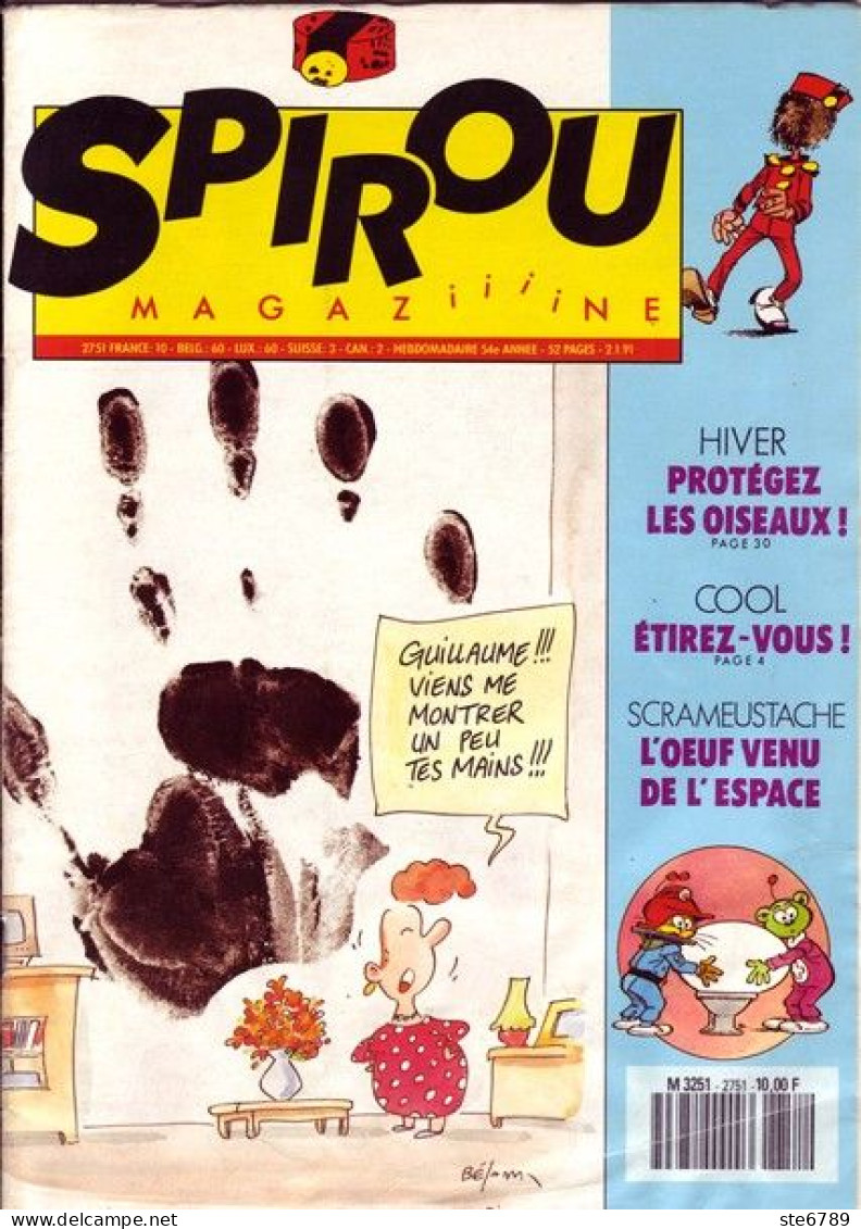SPIROU Magazine N° 2751  Janvier 1991  BD Bande Dessinée - Spirou Magazine