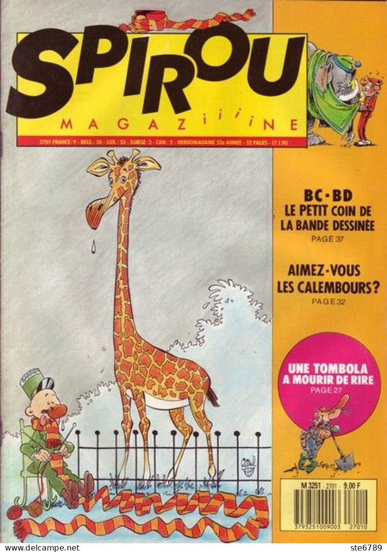 SPIROU Magazine N° 2701  Janvier 1990  BD Bande Dessinée - Spirou Magazine