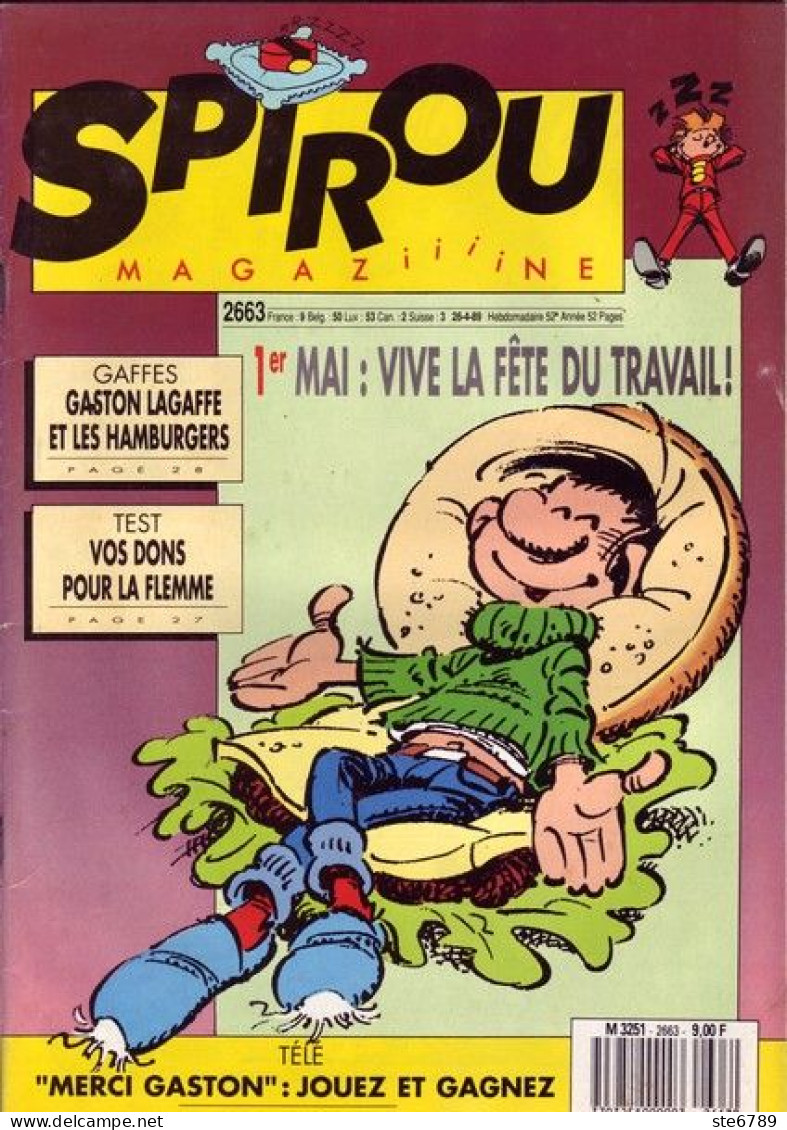SPIROU Magazine N° 2663  Avril 1989  BD Bande Dessinée - Spirou Magazine