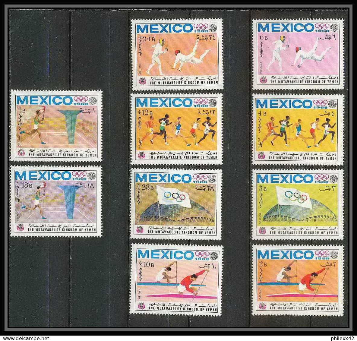 132 - Yemen Royaume MNH ** Mi N° 493 / 502 A Jeux Olympiques (summer Olympic Games) MEXICO 68 Fencing Canoe Escrime - Yémen