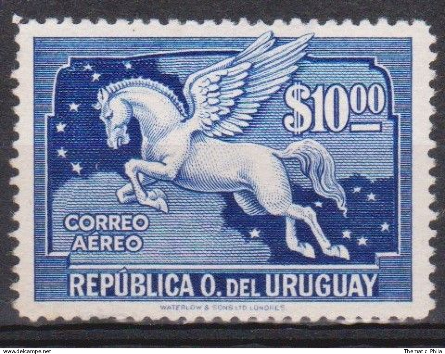 1943 URUGUAY New Without Gum - Air Mail Yvert A98 10p - Pegaso Pegasus Horse - Uruguay