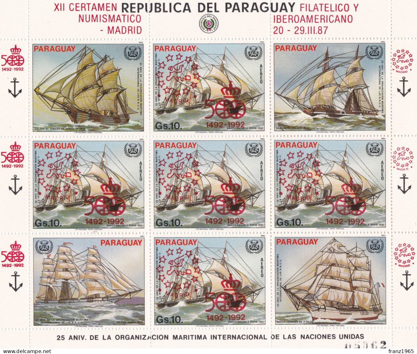 XII Certamen Filatelico Y Numismatico Iberoamericano - Madrid 1987 - Paraguay