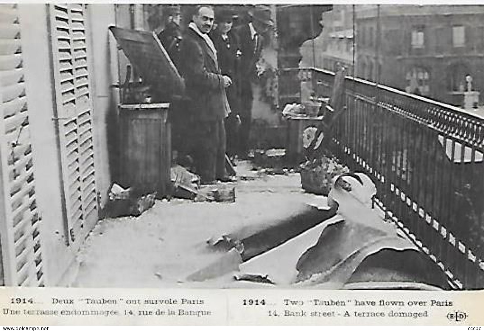 CPA Paris 1914 Deux Tauben Ont Survolé Paris - Une Terrasse Endommagée 14 Rue De La Banque - Arrondissement: 02
