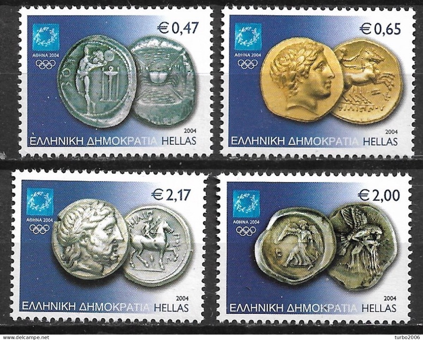 GREECE 2004 Olympic Sports 17 Th Issue Coins Complete MNH Set Vl. 2222 / 2225 - Ungebraucht