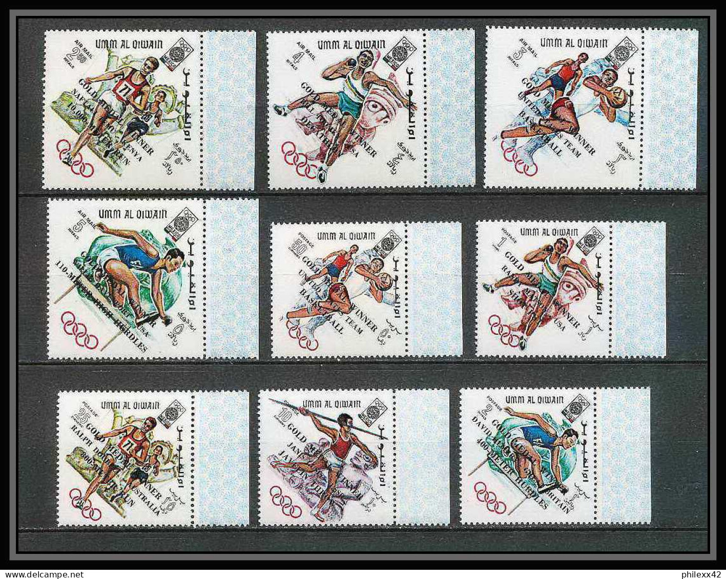 219 - Umm Al Qiwain MNH ** Mi N° 285 / 293 A Overprint Black Jeux Olympiques Olympic Games MEXICO 68 Basket Javelin - Sommer 1968: Mexico