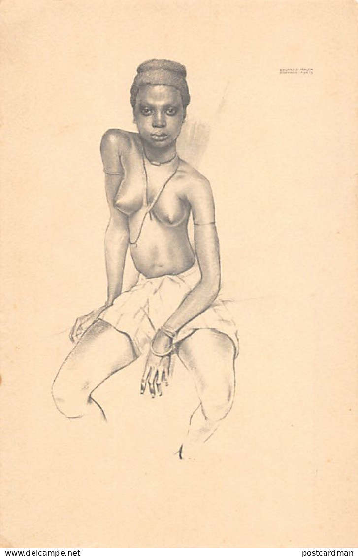 Guinea Bissau - ETHNIC NUDE - Ignez, Bijagoz Dancer, From A Sketch By Eduardo Malta - Publ. Portuguese Pavilion At The I - Guinea Bissau