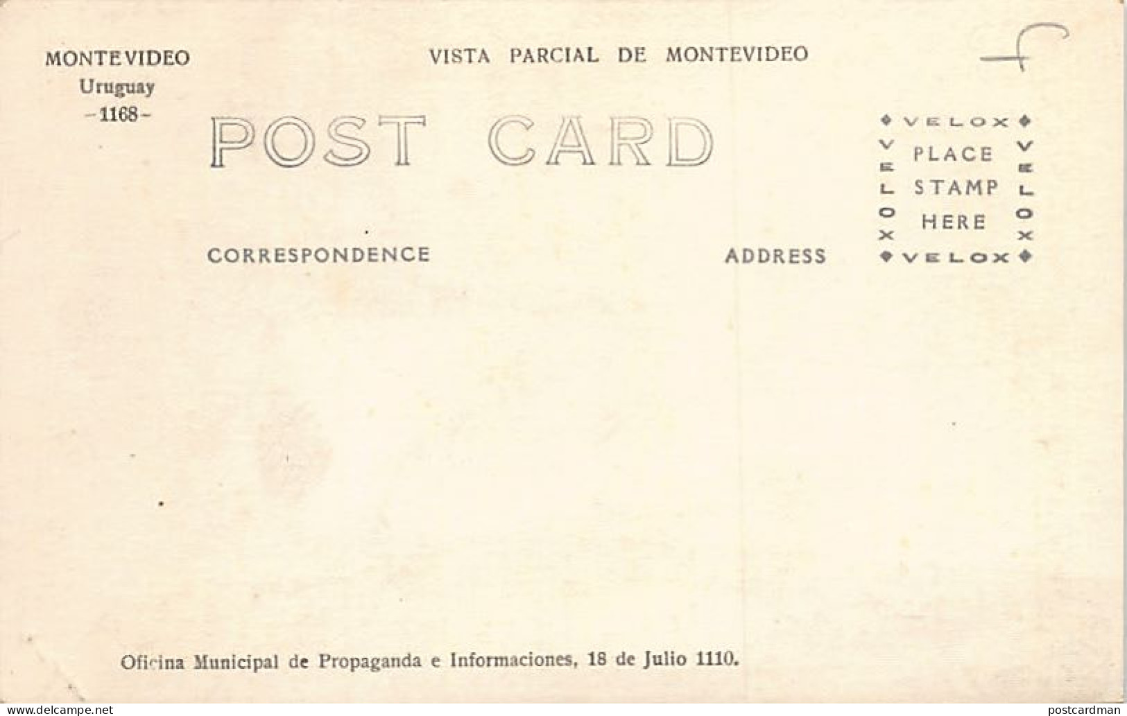 Uruguay - MONTEVIDEO - Vista Parcial - Ed. Oficina Municipal De Propaganda 1168 - Uruguay