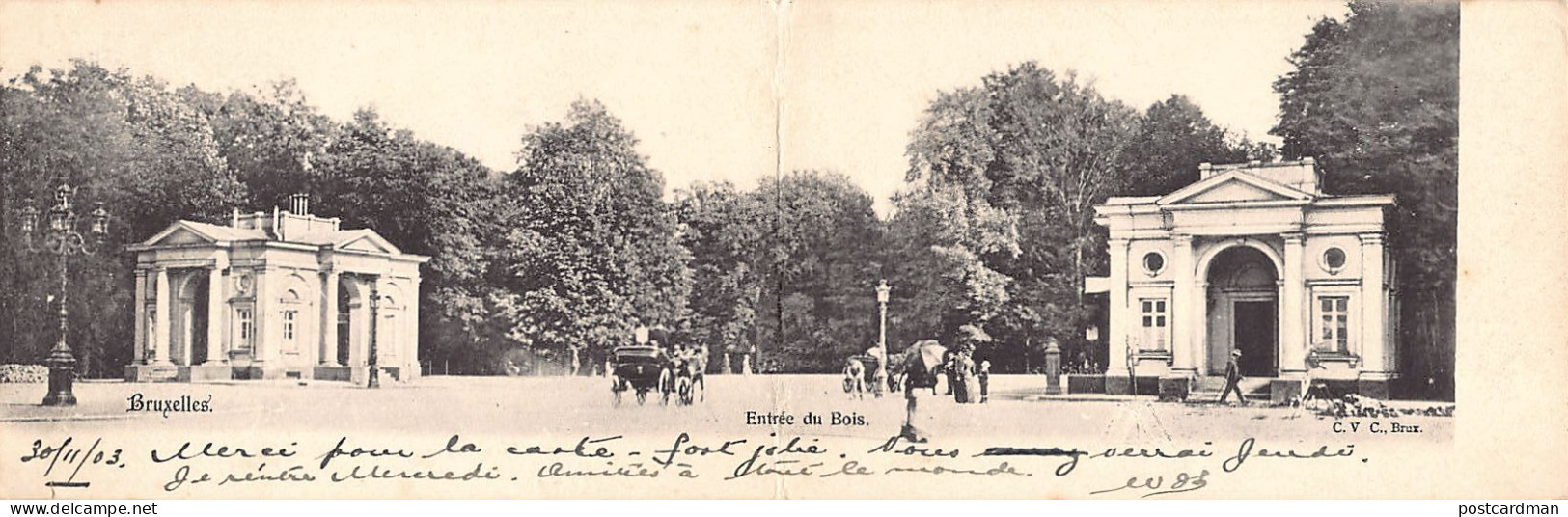 Belgique - BRUXELLES - Carte Panoramique - Entrée Du Bois - Ed. C. V. C. - Forêts, Parcs, Jardins