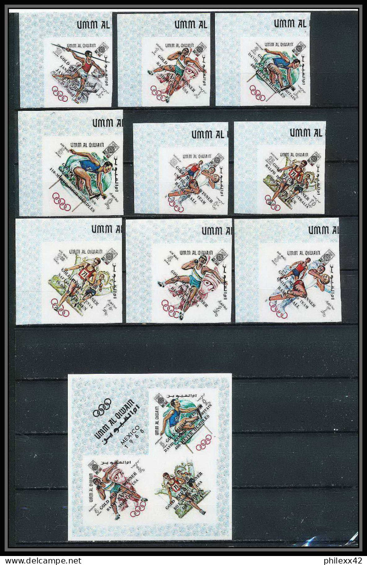 220 Umm Al Qiwain MNH ** N° 285 / 293 B Bl 15 B Non Dentelé (Imperf) Overprint Jeux Olympiques Olympic Games MEXICO - Sommer 1968: Mexico