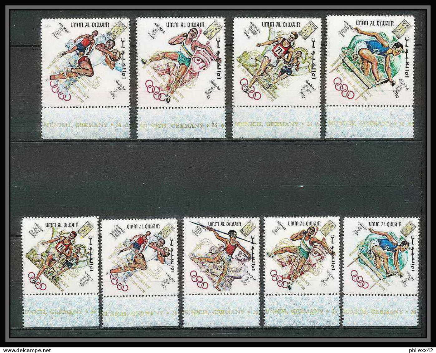 221 - Umm Al Qiwain MNH ** Mi N° 323 / 331 A Overprint Gold Jeux Olympiques Olympic Games MEXICO 68 Basket Javelin - Zomer 1968: Mexico-City