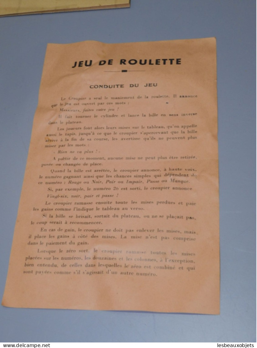 -ANCIEN JEU de ROULETTE Made in France N° 3 avec Tapis papier mode d'emploi    E