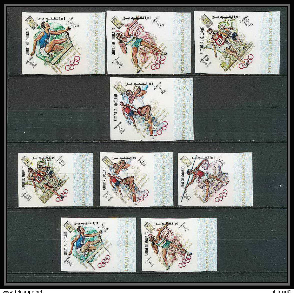 222 Umm Al Qiwain MNH ** N° 323 / 331 B Overprint Gold Non Dentelé (Imperf) Jeux Olympiques Olympic Games MEXICO 68 - Zomer 1968: Mexico-City