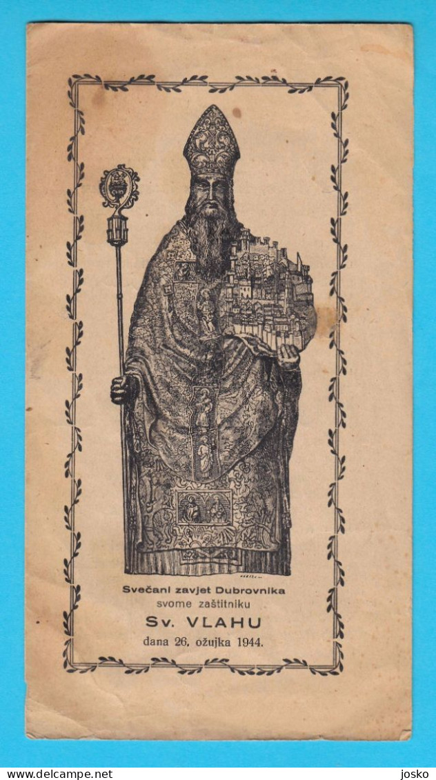 SVETI VLAHO - Dubrovnik 1944. Y (WW2 Croatia - NDH) * Original Vintage Issue * St. Blaise Saint Religion Religione - Religión & Esoterismo