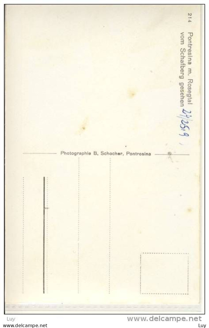 PONTRESINA M. Rosegtal Vom Schafberg Gesehen - Pontresina