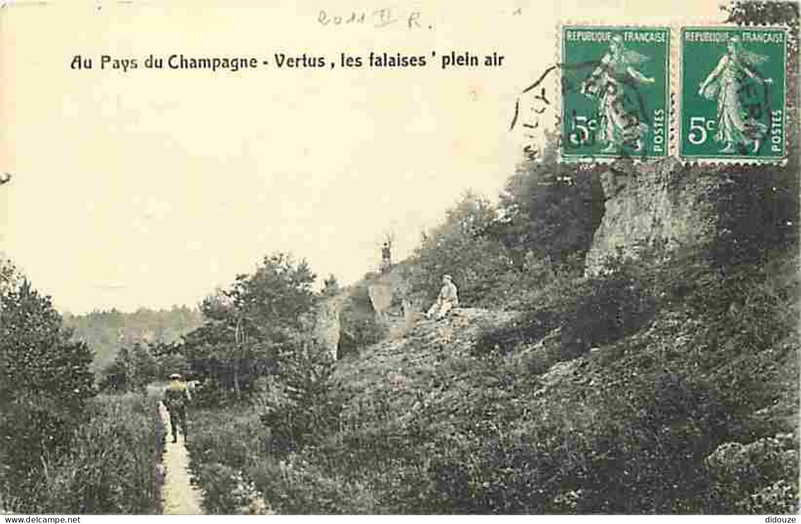 51 - Vertus - Au Pays Du Champagne - Les Falaises - Plein Air - Animée - Oblitération Ronde De 1908 - CPA - Voir Scans R - Vertus