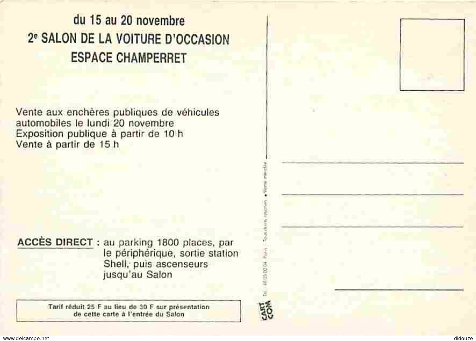 Automobiles - Autres - 2e Salon De La Voiture D'occasion - Espace Champerret - Carte Publicitaire - Carte Neuve - CPM -  - Sonstige & Ohne Zuordnung