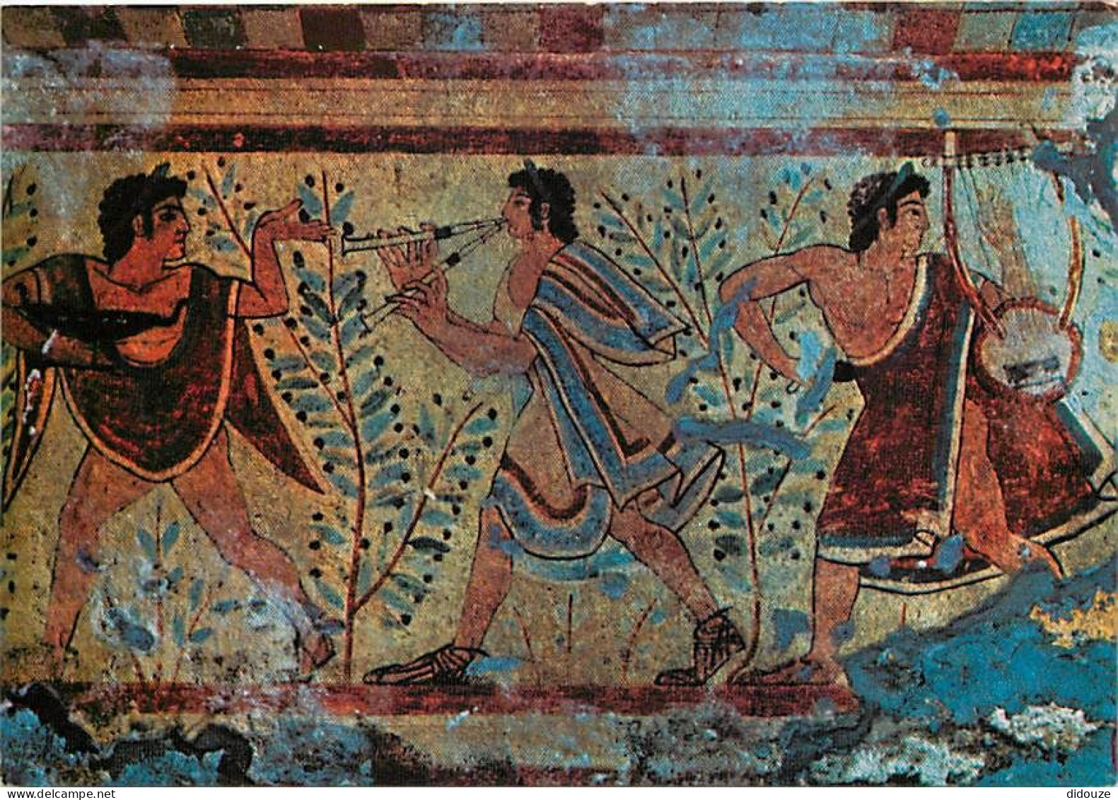 Art - Peinture Antique - Tarquinia - Necropoli - Tomba Dei Leopardi - Musici E Danzatori - Tombeau Des Léopards Musicien - Antiek