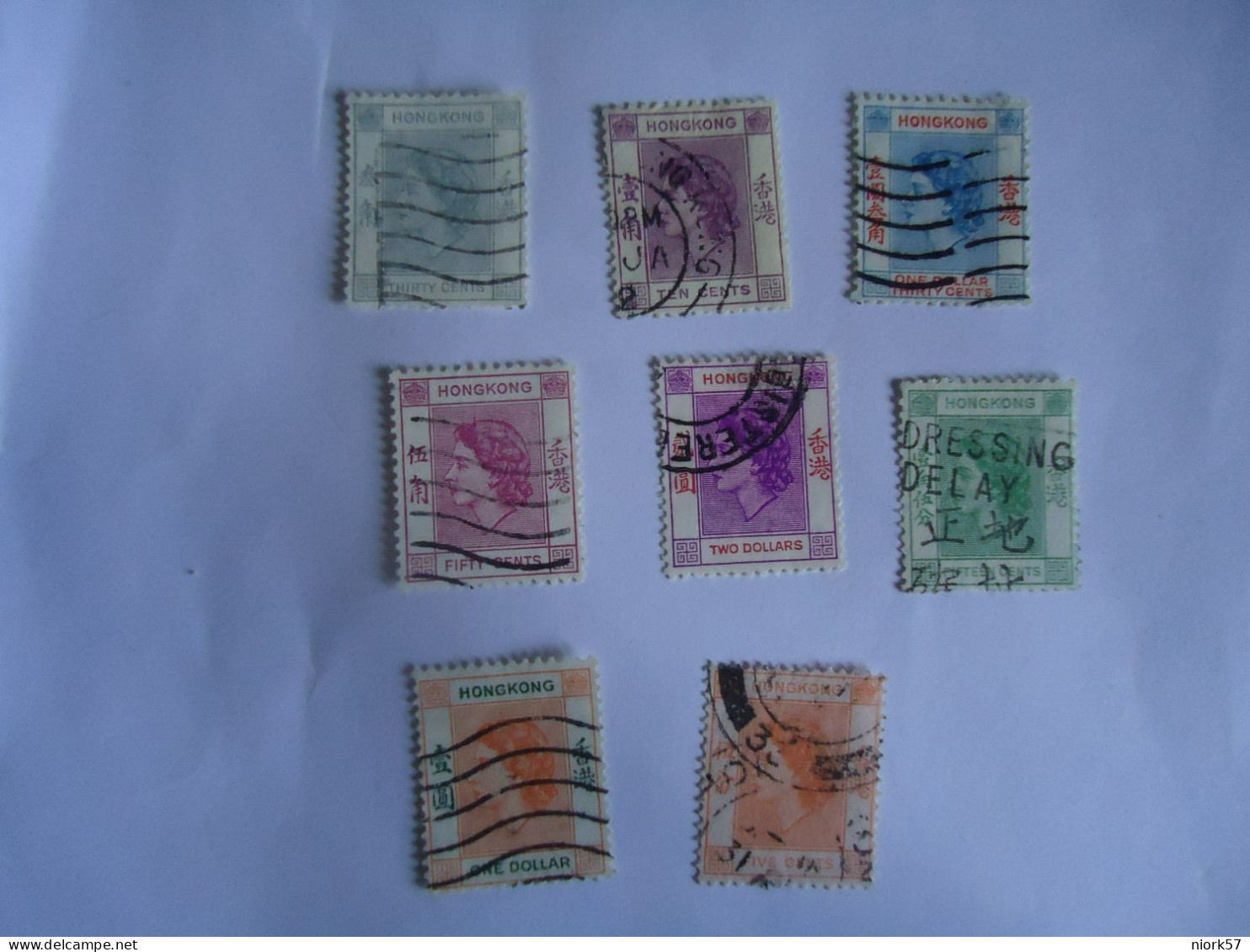 HONG  KONG  USED  8 STAMPS  QUEEN 1954 - Autres & Non Classés