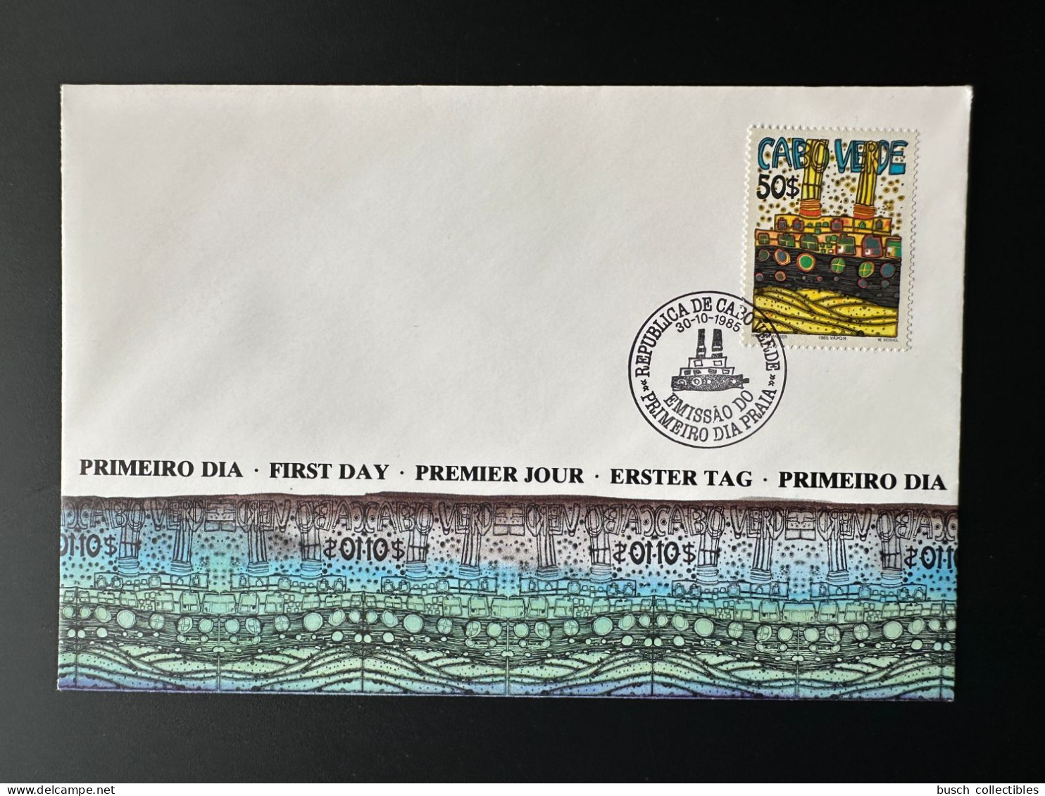 Cape Cabo Verde 1985 Mi. 497 FDC 1er Jour Cover Friedensreich Hundertwasser Art Kunst Boat Schiff Bateau Ship Boot - Cap Vert