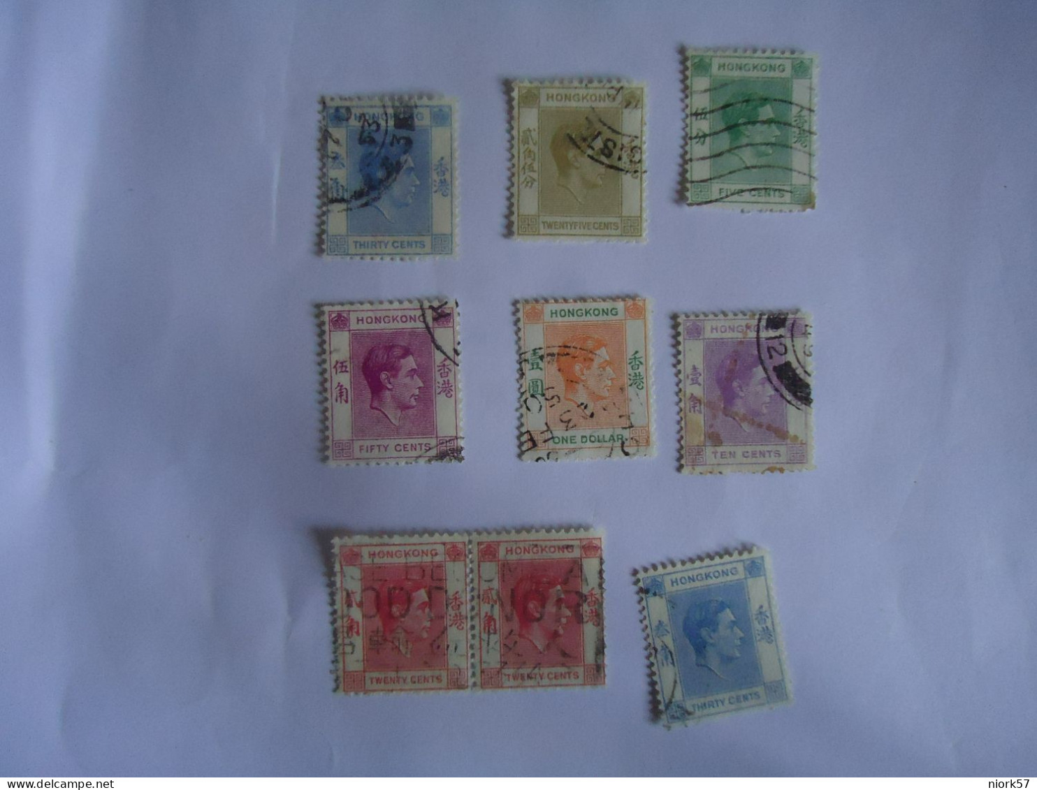 HONG  KONG  USED 9 STAMPS  KINGS 1938 - Sonstige & Ohne Zuordnung